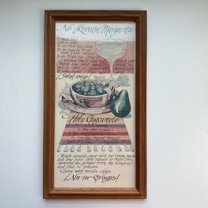 VTG Figi Giftware Print Recipe Guacamole  Wooden Framed Picture Lithograph 1981